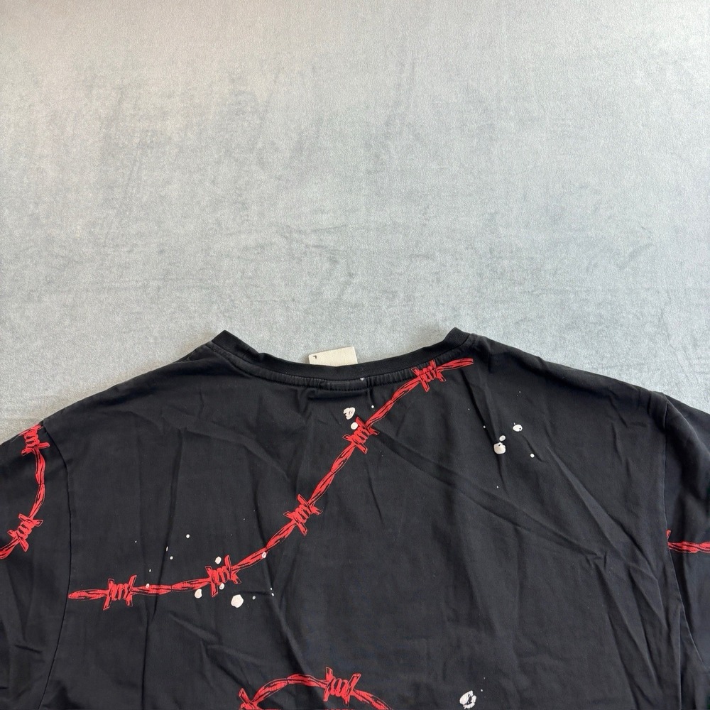 Smoke Rise Graphic T Shirt Black Y2K Barbed Wire Tee Men's Large - Picture 10 of 14